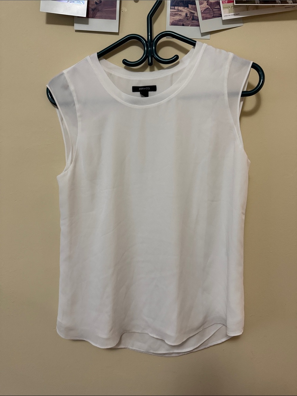 Sleeveless White Chiffon Shell Top